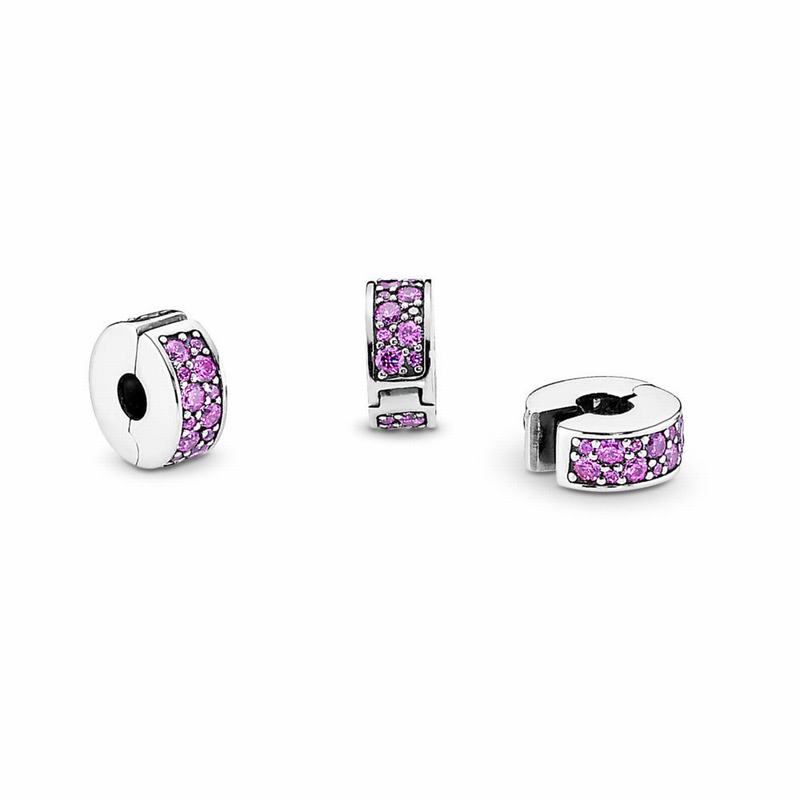 Pandora Shining Elegance Clip Charm - Sterling Silver/Silicone/Purple/Cubic Zirconia - Canada | LU88